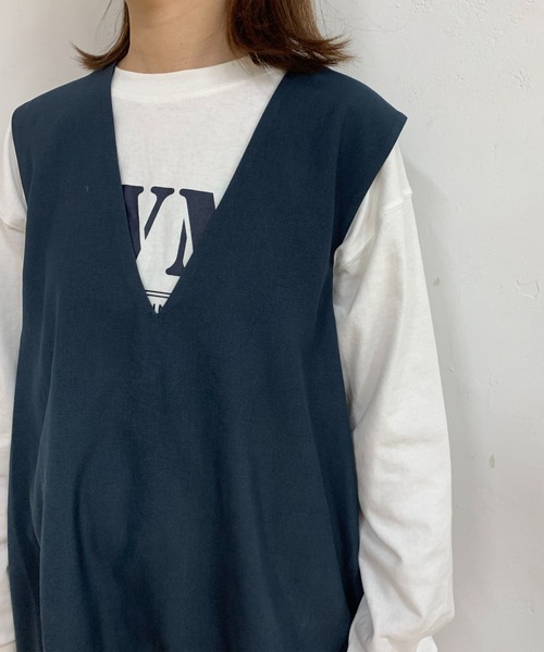 un dix cors（アンディコール）の「肩タック深Vベスト（ベスト・レディース・ベージュ/ネイビー・FREE）」の20枚目の写真