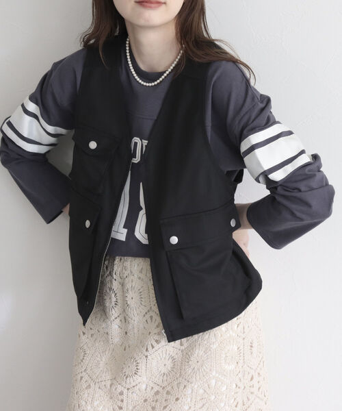 fredy emue（フレディエミュ）の「バックデザインフィッシングベスト（ベスト・レディース・ブラック/ベージュ・38）」の16枚目の写真