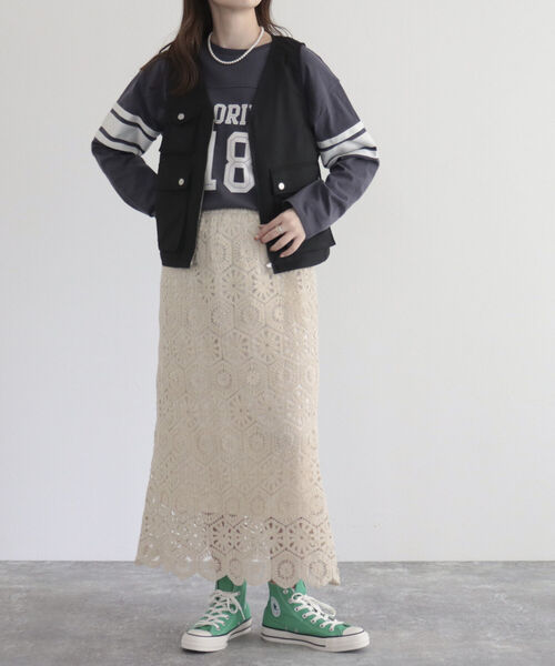 fredy emue（フレディエミュ）の「バックデザインフィッシングベスト（ベスト・レディース・ブラック/ベージュ・38）」の22枚目の写真