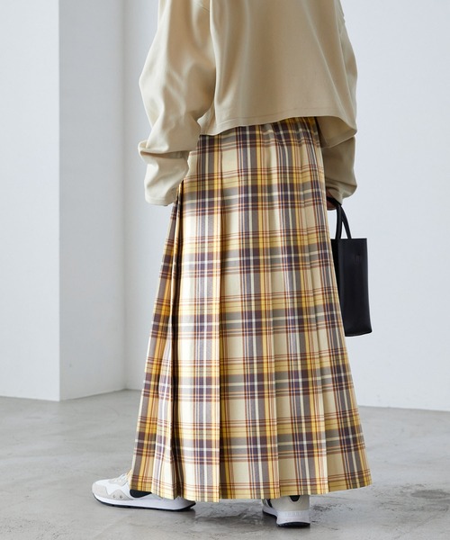 forksy.（フォルクシー）の「【forksy.】チェックプリーツロングスカート（スカート・レディース・イエロー/グリーン/ピンク/ブラック・FREE）」の7枚目の写真