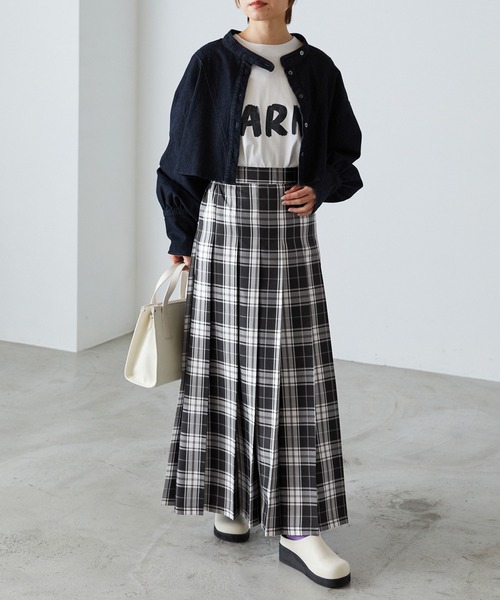 forksy.（フォルクシー）の「【forksy.】チェックプリーツロングスカート（スカート・レディース・イエロー/グリーン/ピンク/ブラック・FREE）」の5枚目の写真