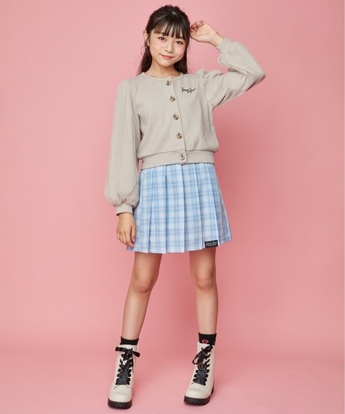 JENNI love（ジェニィラブ）の「袖チュールテレコカーデ（カーディガン/ボレロ・キッズ・サックスブルー/ブラック/ベージュ・130cm/140cm/150cm/160cm）」の6枚目の写真