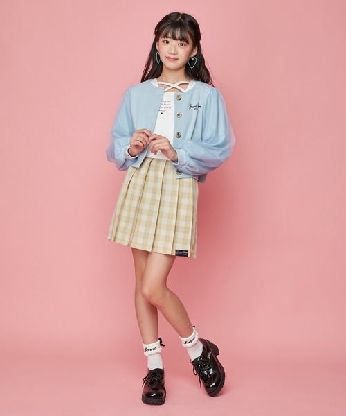 JENNI love（ジェニィラブ）の「袖チュールテレコカーデ（カーディガン/ボレロ・キッズ・サックスブルー/ブラック/ベージュ・130cm/140cm/150cm/160cm）」の8枚目の写真