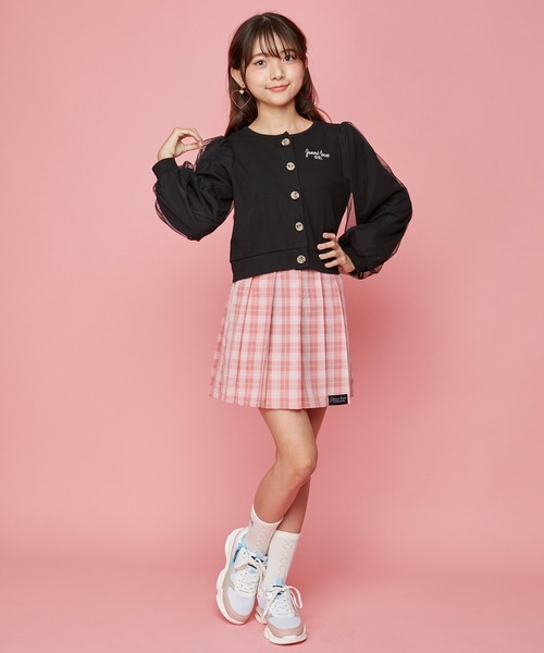 JENNI love（ジェニィラブ）の「袖チュールテレコカーデ（カーディガン/ボレロ・キッズ・サックスブルー/ブラック/ベージュ・130cm/140cm/150cm/160cm）」の14枚目の写真