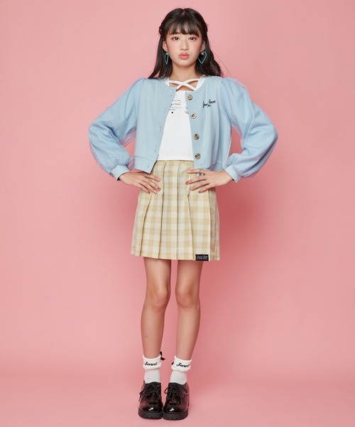 JENNI love（ジェニィラブ）の「袖チュールテレコカーデ（カーディガン/ボレロ・キッズ・サックスブルー/ブラック/ベージュ・130cm/140cm/150cm/160cm）」の11枚目の写真