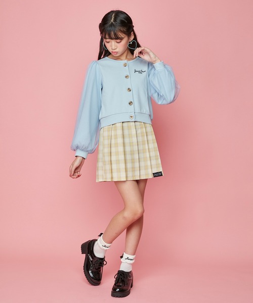 JENNI love（ジェニィラブ）の「袖チュールテレコカーデ（カーディガン/ボレロ・キッズ・サックスブルー/ブラック/ベージュ・130cm/140cm/150cm/160cm）」の10枚目の写真