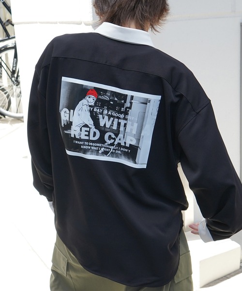 Red Cap Girl（レッドキャプガール）の「25SS バックプリント / 刺繍 クレリック 配色 オンブレチェック ビッグシルエット長袖シャツ（シャツ/ブラウス・メンズ・ブラック/ベージュ系その他/グリーン/ホワイト/ホワイト系その他/ブルー系その他/ブラック系その他/ホワイト×ブラック/チャコールグレー/ベージュ/ブルー/ブラック系4/ブルー系その他4/ブルー系その他3/ブラック系その他2/ホワイト系その他2/ブラック系2/グレー系その他2/ブラック系その他3/ホワイト系その他4/ブルー系その他2/グレー系その他3/ホワイト系その他3/ブルー系3/ブラック系その他4・M/L）」の8枚目の写真