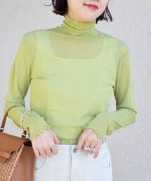 *〈手洗い可能〉シアー メッシュ タートル カットソー ◇