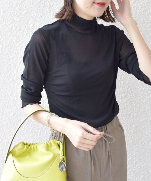 *シアーメッシュインナータートルカットソー◆
