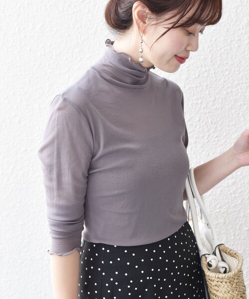 SHIPS(シップス)の「*〈手洗い可能〉シアー メッシュ タートル カットソー ◇(Tシャツ/カットソー・レディース・ライトグリーン/ダークグレー/オフホワイト/ブラック/ワインレッド・ONE SIZE)」の19枚目の写真
