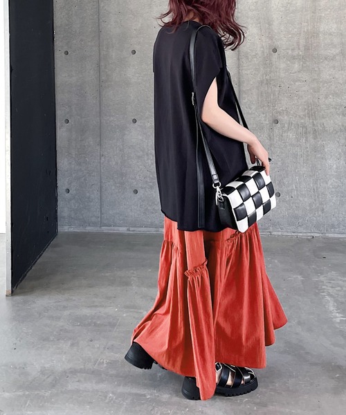 PAGEBOY（ページボーイ）の「フレアティアードスカート（スカート・レディース・ブラック/オレンジ系その他/オフホワイト・FREE）」の6枚目の写真