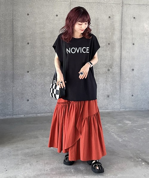 PAGEBOY（ページボーイ）の「フレアティアードスカート（スカート・レディース・ブラック/オレンジ系その他/オフホワイト・FREE）」の4枚目の写真