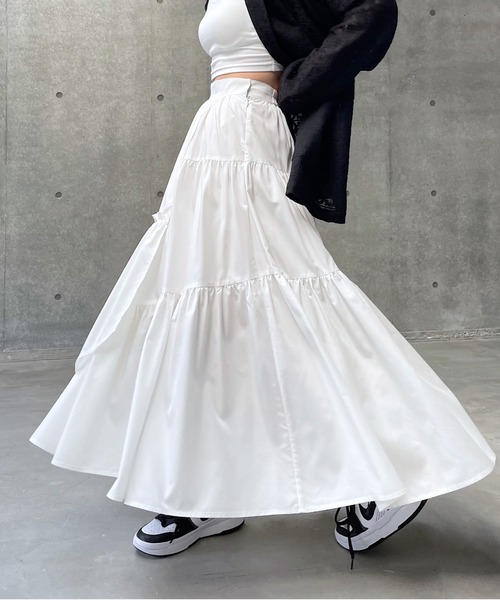 PAGEBOY（ページボーイ）の「フレアティアードスカート（スカート・レディース・ブラック/オレンジ系その他/オフホワイト・FREE）」の18枚目の写真