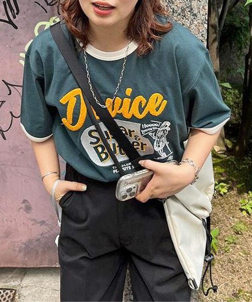 CPCM(シーピーシーエム)の「アソートバック刺繍T(Tシャツ/カットソー・レディース・ホワイト系その他/グリーン/ホワイト/サックスブルー/チャコールグレー/オフホワイト/グリーン系その他/ブラック/ホワイト系その他3/ホワイト系その他2/ネイビー・MEDIUM/LARGE/X-LARGE)」の9枚目の写真