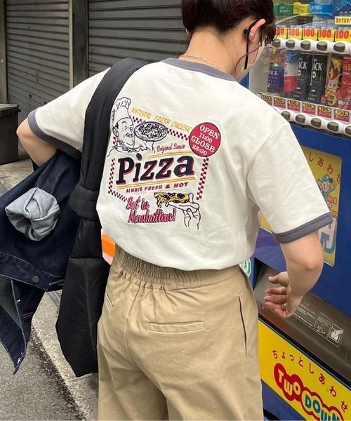 CPCM(シーピーシーエム)の「アソートバック刺繍T(Tシャツ/カットソー・レディース・ホワイト系その他/グリーン/ホワイト/サックスブルー/チャコールグレー/オフホワイト/グリーン系その他/ブラック/ホワイト系その他3/ホワイト系その他2/ネイビー・MEDIUM/LARGE/X-LARGE)」の3枚目の写真