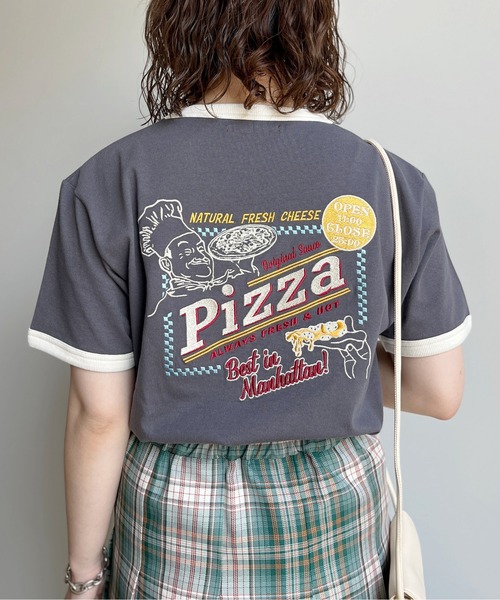 CPCM(シーピーシーエム)の「アソートバック刺繍T(Tシャツ/カットソー・レディース・ホワイト系その他/グリーン/ホワイト/サックスブルー/チャコールグレー/オフホワイト/グリーン系その他/ブラック/ホワイト系その他3/ホワイト系その他2/ネイビー・MEDIUM/LARGE/X-LARGE)」の7枚目の写真