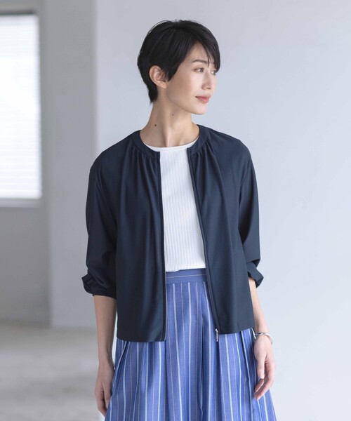 J.PRESS（ジェイプレス）の「シアー ブルゾン（ブルゾン・レディース・グレー系/ベージュ系/ネイビー系・LARGE/MEDIUM）」の3枚目の写真