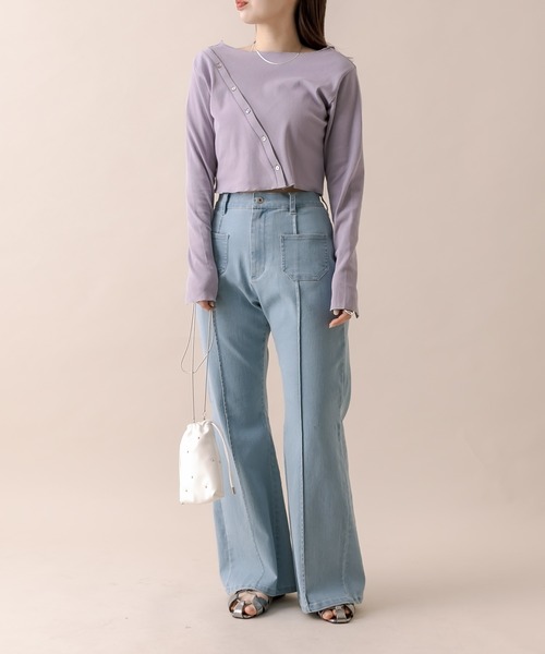 mline（エムライン）の「[mline]アシメボタントップス（ニット/セーター・レディース・ミント/オフホワイト/パープル/ブラック・FREE）」の21枚目の写真