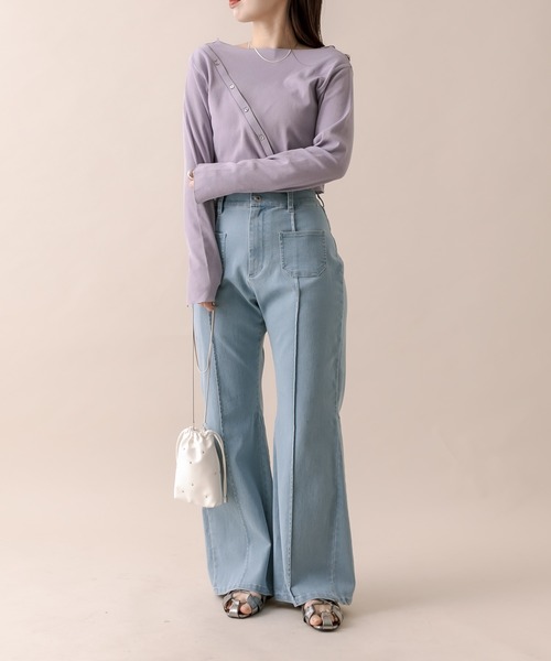 mline（エムライン）の「[mline]アシメボタントップス（ニット/セーター・レディース・ミント/オフホワイト/パープル/ブラック・FREE）」の20枚目の写真