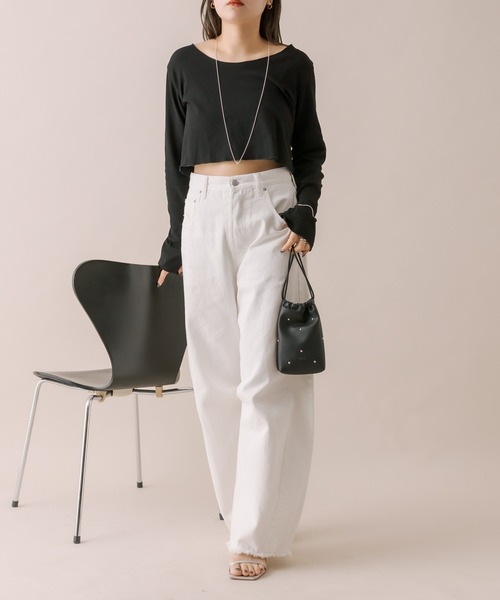 mline（エムライン）の「[mline]アシメボタントップス（ニット/セーター・レディース・ミント/オフホワイト/パープル/ブラック・FREE）」の14枚目の写真