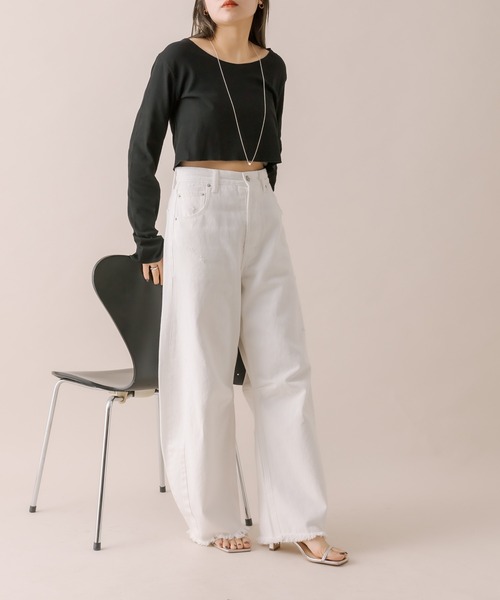 mline（エムライン）の「[mline]アシメボタントップス（ニット/セーター・レディース・ミント/オフホワイト/パープル/ブラック・FREE）」の15枚目の写真