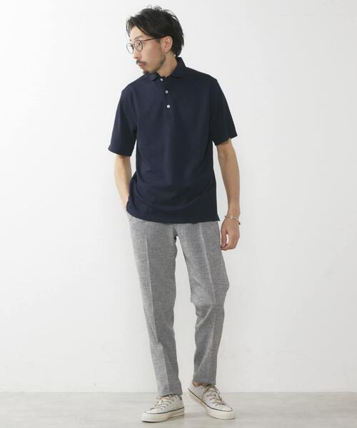 MEN'S MELROSE（メンズメルローズ）の「リランチェチドリホリゾンタルカラーポロシャツ（ポロシャツ・メンズ・ネイビー/ブラック・2/3/4）」の4枚目の写真