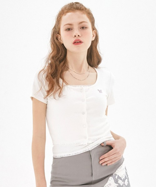 FANCY CLUB（ファンシークラブ）の「NASTY FANCY CLUB／キューティークロップカーディガン 2199682（カーディガン/ボレロ・レディース・チャコール/ホワイト/ブラック・FREE）」の13枚目の写真