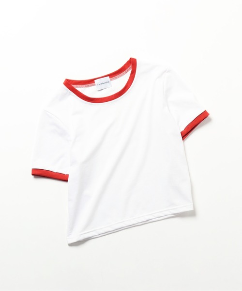 sara&cake（サラアンドケイク）の「クロップドリンガーTシャツ（Tシャツ/カットソー・レディース・ホワイト/ブラック/グレー/レッド/ブルー/グリーン・FREE）」の2枚目の写真