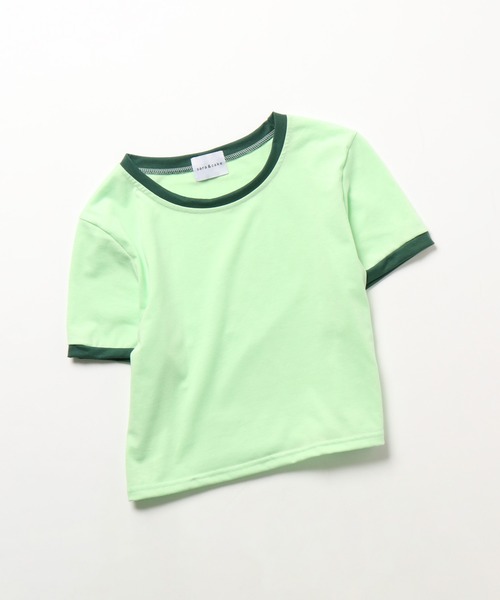 sara&cake（サラアンドケイク）の「クロップドリンガーTシャツ（Tシャツ/カットソー・レディース・ホワイト/ブラック/グレー/レッド/ブルー/グリーン・FREE）」の4枚目の写真