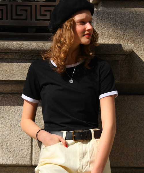 sara&cake（サラアンドケイク）の「クロップドリンガーTシャツ（Tシャツ/カットソー・レディース・ホワイト/ブラック/グレー/レッド/ブルー/グリーン・FREE）」の3枚目の写真