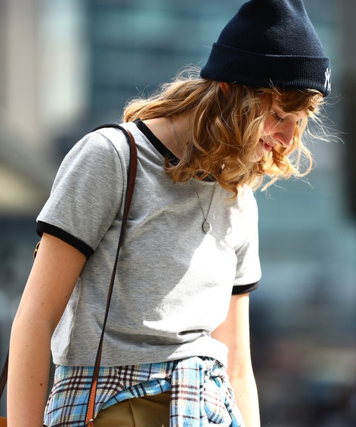 sara&cake（サラアンドケイク）の「クロップドリンガーTシャツ（Tシャツ/カットソー・レディース・ホワイト/ブラック/グレー/レッド/ブルー/グリーン・FREE）」の7枚目の写真