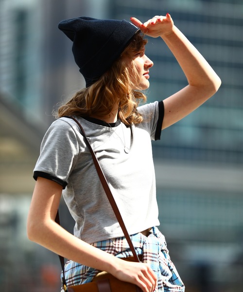 sara&cake（サラアンドケイク）の「クロップドリンガーTシャツ（Tシャツ/カットソー・レディース・ホワイト/ブラック/グレー/レッド/ブルー/グリーン・FREE）」の8枚目の写真