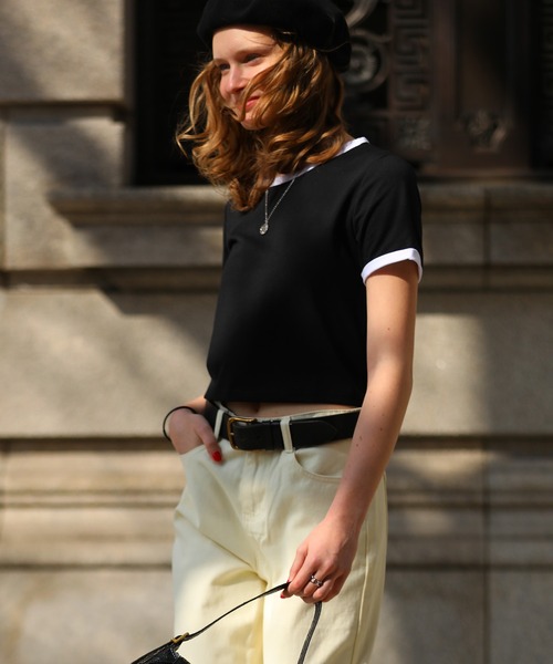 sara&cake（サラアンドケイク）の「クロップドリンガーTシャツ（Tシャツ/カットソー・レディース・ホワイト/ブラック/グレー/レッド/ブルー/グリーン・FREE）」の22枚目の写真