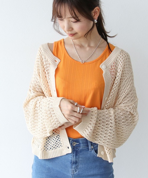 Cepica（セピカ）の「ランダムリブタンク（タンクトップ・レディース・オフホワイト/ブラック/オレンジ/グリーン・FREE）」の4枚目の写真