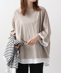 atONE ゆるっと異素材レイヤードTシャツ 七分袖