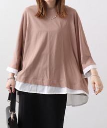 atONE ゆるっと異素材レイヤードTシャツ 七分袖