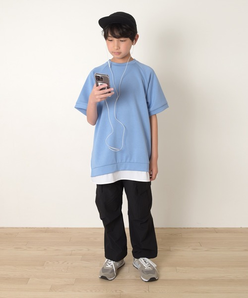 GLAZOS（グラソス）の「【接触冷感】エアリークッション・レイヤード半袖Tシャツ（Tシャツ/カットソー・キッズ・ライトグレー/ブルー/ブラック/ホワイト・150cm/170cm/160cm/140cm）」の5枚目の写真