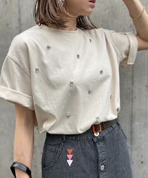 mi via loca | ビジュー付きショート丈Tシャツ(Tシャツ/カットソー)