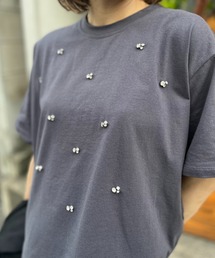 mi via loca | ビジュー付きショート丈Tシャツ(Tシャツ/カットソー)