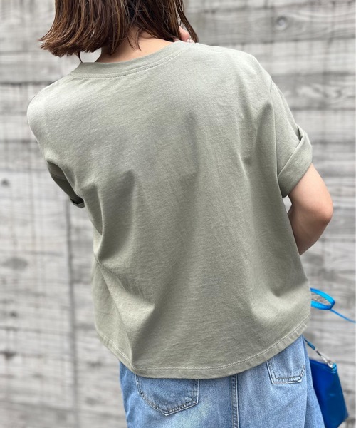 mi via loca（ミヴィアロカ）の「ビジュー付きショート丈Tシャツ（Tシャツ/カットソー・レディース・カーキ/ベージュ/スミクロ・FREE）」の13枚目の写真