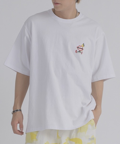RE730(アールイーセブンサーティー)の「RE730 なみおくん電気ショックプリント半袖Tシャツ(Tシャツ/カットソー・メンズ・ブラック/オフホワイト・MEDIUM/LARGE)」の1枚目の写真