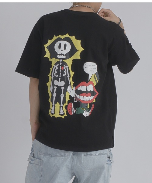 RE730(アールイーセブンサーティー)の「RE730 なみおくん電気ショックプリント半袖Tシャツ(Tシャツ/カットソー・メンズ・ブラック/オフホワイト・MEDIUM/LARGE)」の2枚目の写真