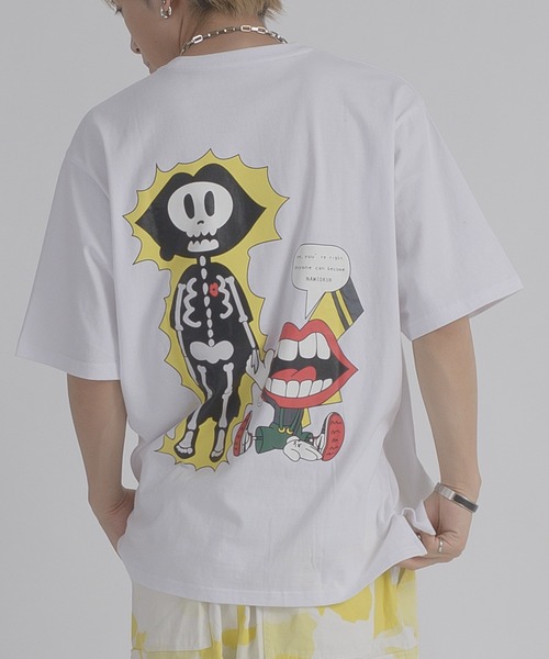 RE730(アールイーセブンサーティー)の「RE730 なみおくん電気ショックプリント半袖Tシャツ(Tシャツ/カットソー・メンズ・ブラック/オフホワイト・MEDIUM/LARGE)」の3枚目の写真