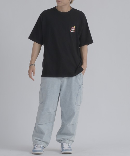 RE730(アールイーセブンサーティー)の「RE730 なみおくん電気ショックプリント半袖Tシャツ(Tシャツ/カットソー・メンズ・ブラック/オフホワイト・MEDIUM/LARGE)」の6枚目の写真