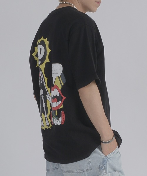 RE730(アールイーセブンサーティー)の「RE730 なみおくん電気ショックプリント半袖Tシャツ(Tシャツ/カットソー・メンズ・ブラック/オフホワイト・MEDIUM/LARGE)」の11枚目の写真