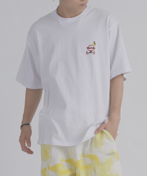 RE730(アールイーセブンサーティー)の「RE730 なみおくん電気ショックプリント半袖Tシャツ(Tシャツ/カットソー・メンズ・ブラック/オフホワイト・MEDIUM/LARGE)」の12枚目の写真