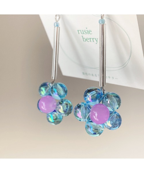 tone（トーン）の「【rusieberry】bubbles flower 揺れるピアス(MA)（ピアス（両耳用）・レディース・パープル系その他/パープル系その他2/ブルー系その他・FREE）」の9枚目の写真