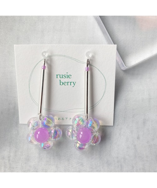 tone（トーン）の「【rusieberry】bubbles flower 揺れるピアス(MA)（ピアス（両耳用）・レディース・パープル系その他/パープル系その他2/ブルー系その他・FREE）」の11枚目の写真