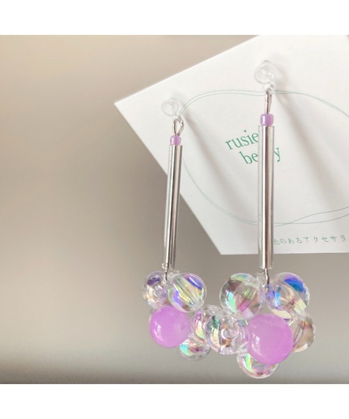 tone（トーン）の「【rusieberry】bubbles flower 揺れるピアス(MA)（ピアス（両耳用）・レディース・パープル系その他/パープル系その他2/ブルー系その他・FREE）」の14枚目の写真