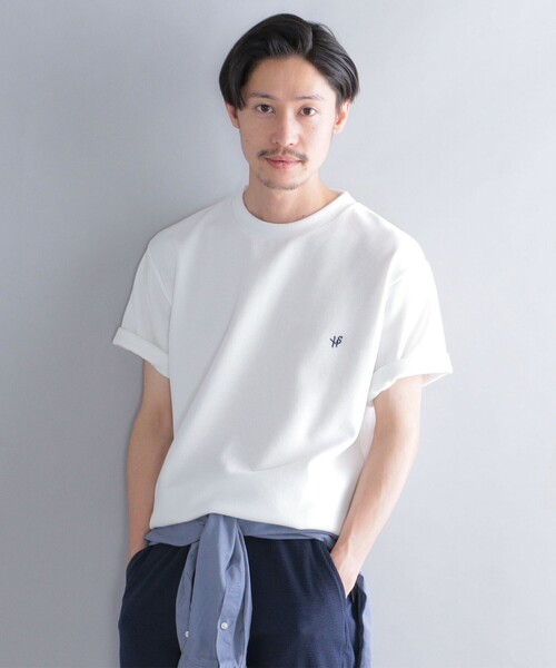 SHIPS（シップス）の「【WEB限定】SHIPS: ワンポイント ロゴ バーズアイ Tシャツ 24SS（Tシャツ/カットソー・メンズ・ネイビー/ホワイト/ライトグレー/ブラック/ロイヤルブルー/ダークグレー/オフホワイト/ダークブルー/チャコールグレー・SMALL/MEDIUM/LARGE/X-LARGE）」の2枚目の写真